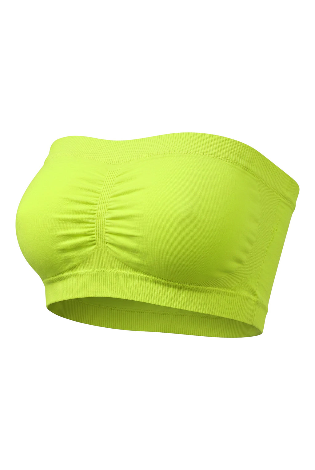 Hush Boutique neon yellow seamless strapless bandeau with soft padded cups and ribbed texture