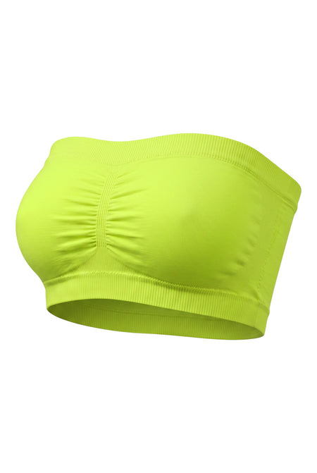 Hush Boutique neon yellow seamless strapless bandeau with soft padded cups and ribbed texture