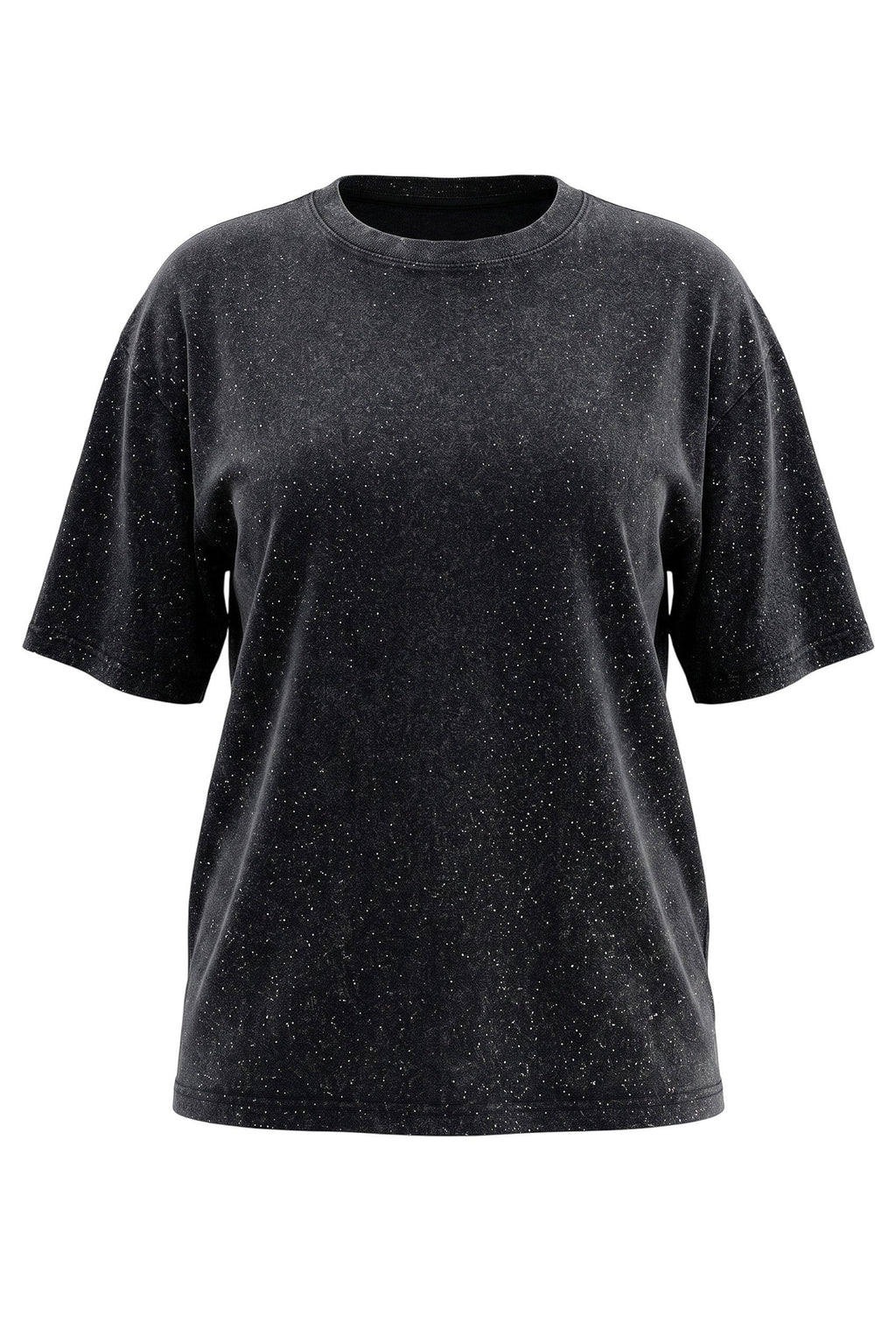 Hush Boutique black oversized t-shirt with subtle rhinestone stud detailing and a vintage washed finish
