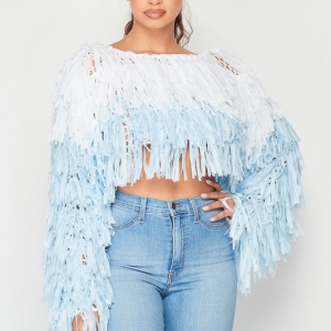 All Hail To The Fringes Crop Sweater