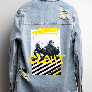 California Dreamin Tupac & Marilyn Monroe Denim Jacket *Avail in Black & Blue*