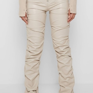 Hey Girl Faux Leather Stacked Stretch Pants