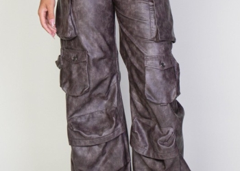 Vintage Vegan Leather Cargo Pants