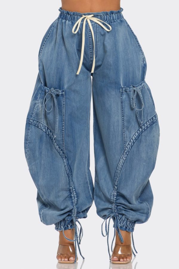 City Chic Drawstring Denim Cargo Pant *Sizes Small-2x*