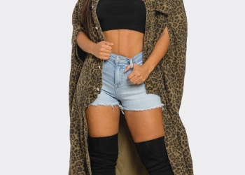 Animal Print Denim Hi Low Cape