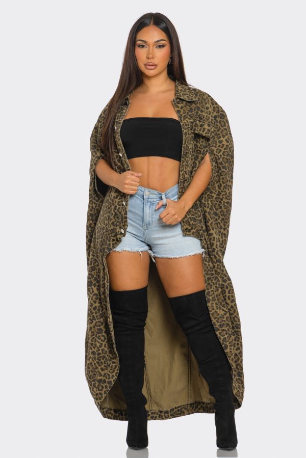 Animal Print Denim Hi Low Cape