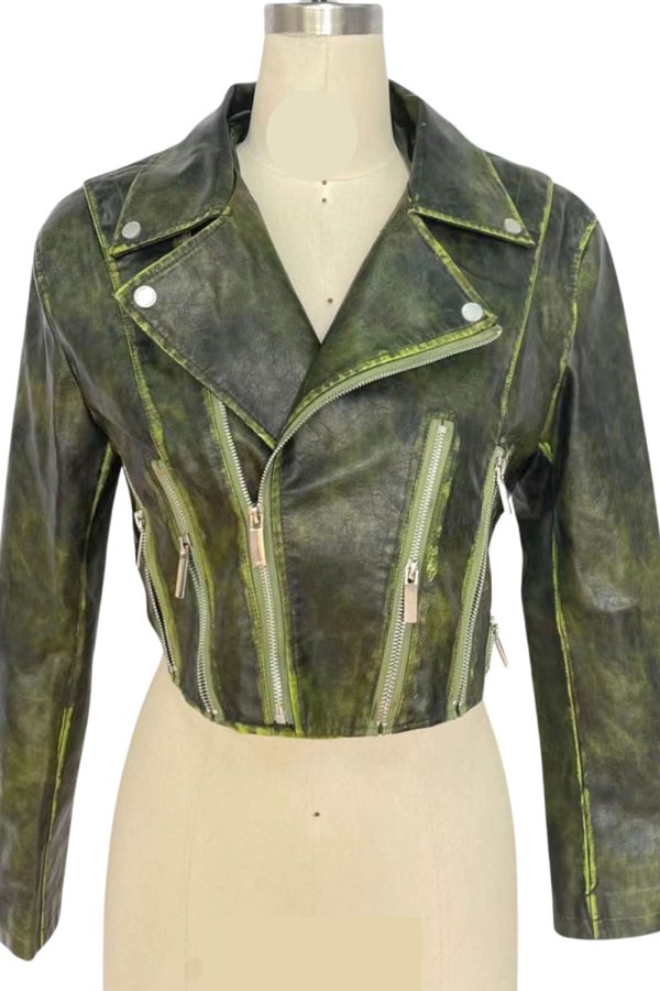 GREENISH Faux Leather Moto