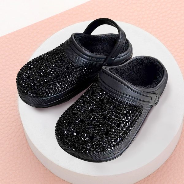 Rhinestone Fleece Lined Clog Shoes