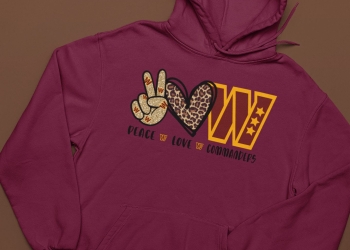 Peace LOVE Go COMMANDERS Unisex Size Hoodie *Sizes Small-2x*